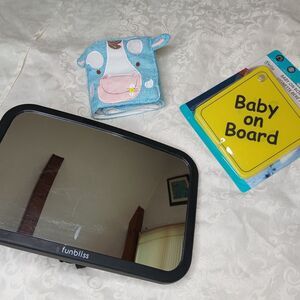 Baby Bundle Funbliss Baby Car Mirror Soft Baby Animal Book Baby On Board Signs
